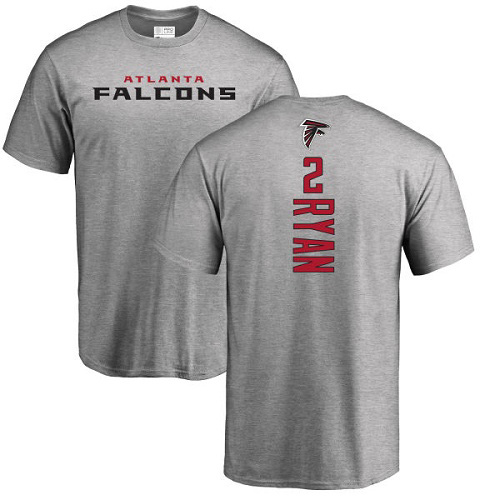 Atlanta Falcons Men Ash Matt Ryan Backer NFL Football #2 T Shirt->atlanta falcons->NFL Jersey